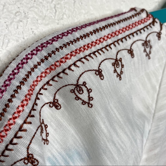 PJ Salvage Boho Embroidered Fringe Tie Pajama Top - Picture 8 of 8